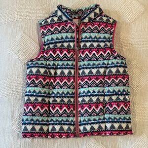Gymboree Pink and Blue Patterned Puffer Vest